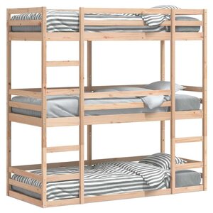 vidaXL Lit superposé triple sans matelas 80x200 cm bois de pin massif