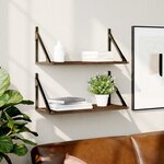 vidaXL Étagères murales 2Pièces chêne marron 60x25x25 5cm bois ingénierie