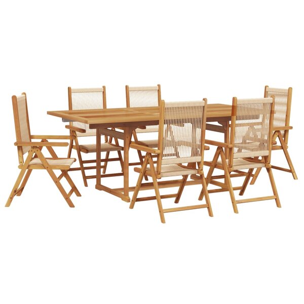 vidaXL Ensemble à manger de jardin 7Pièces beige polypropylène et bois