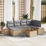 vidaXL Ensemble de canapé de jardin 7 Pièces Beige Poly rotin