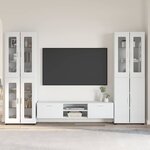 vidaXL Ensemble meuble TV avec tiroir FLORIN Blanc Bois d'ingénierie