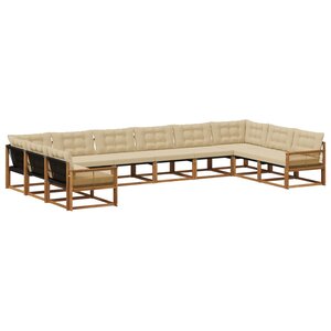 vidaXL Ensemble de canapés d'extérieur 10 pc Naturel et Beige