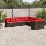 vidaXL Salon de jardin 10 Pièces avec coussins marron résine tressée