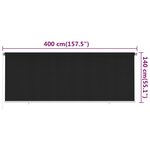 vidaXL Store roulant d'extérieur 400x140 cm Noir PEHD