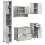 vidaXL Ensemble de mobilier de salle de bain 5 Pièces Gris béton