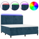 vidaXL Sommier à lattes de lit matelas et LED Bleu foncé 180x200 cm