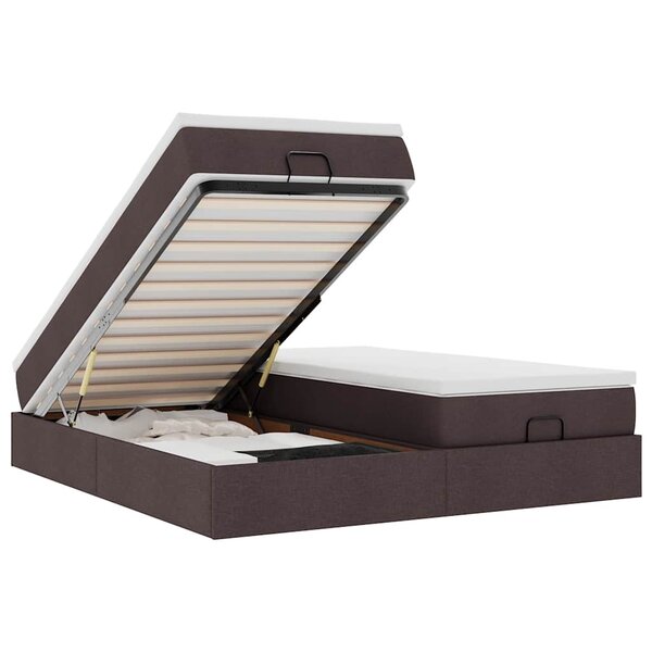 VidaXL Cadre de lit ottoman avec matelas marron foncé 160x200 cm tissu
