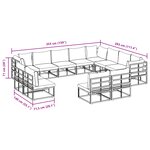 vidaXL Ensemble de canapé de jardin avec coussin 12 Pièces Noir Aluminium