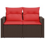 vidaXL Canapé de jardin avec coussins 2 places en résine tressée marron
