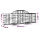 vidaXL Paniers à gabions arqués 7 Pièces 200x50x60/80 cm Fer galvanisé
