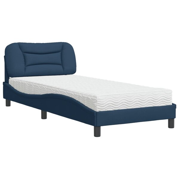 vidaXL Lit avec matelas bleu 90x200 cm tissu