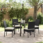 vidaXL Set de salle à manger de jardin 5 pièces noir poly rotin