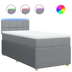 vidaXL Sommier à lattes de lit avec matelas Gris clair 100x200cm Tissu