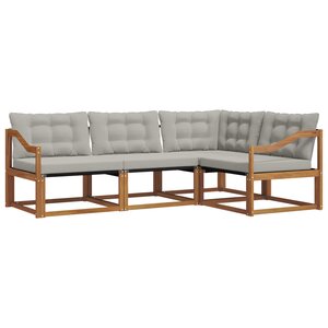 vidaXL Ensemble de canapés d'extérieur 4 pc Gris Naturel et Clair