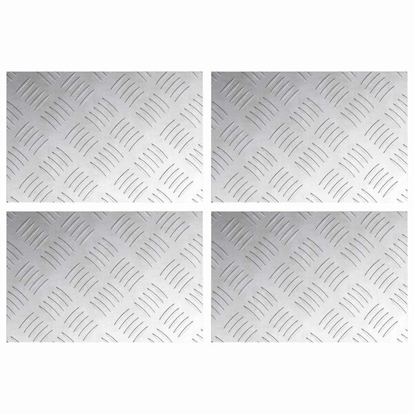 vidaXL Plaques à damier 4 Pièces Argent 30 x 20 cm Aluminium
