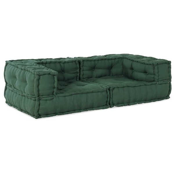 vidaXL Canapé modulaire 2 places vert 140x70x36 tissu