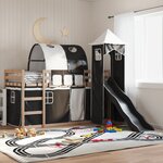 vidaXL Lit superposé sans matelas avec toboggan blanc noir 90x200 cm