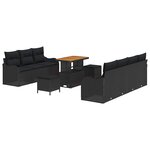 vidaXL Ensemble de canapé de jardin 10 Pièces Noir polyrotin