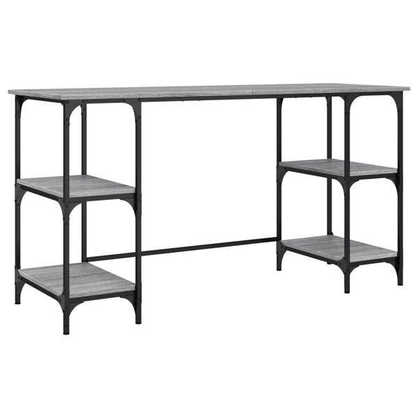 Bureau table poste de travail meuble d'ordinateur informatique étude sonoma 140 x 50 x 75 cm métal et bois d'ingénierie gris 02_0023959