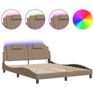 vidaXL Cadre de lit Viana avec LED sans matelas cappuccino 160x200 cm
