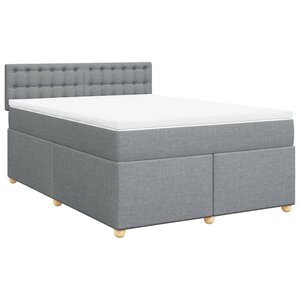 vidaXL Sommier à lattes de lit avec matelas Gris clair 160x200cm Tissu