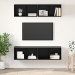 vidaXL Meuble TV mural Montage mural 4 Pièces Chêne noir 37 x 37 x 72 cm