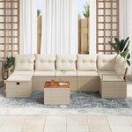 vidaXL Ensemble de canapé de jardin 8 Pièces Beige Poly rotin