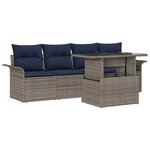 vidaXL Ensemble de canapé de jardin avec coussin 5 Pièces Gris polyrotin