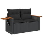 vidaXL Salon de jardin 9 Pièces avec coussins noir résine tressée