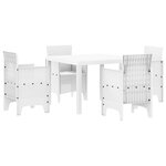 vidaXL Ensemble repas jardin blanc en poly rotin 5 pièces