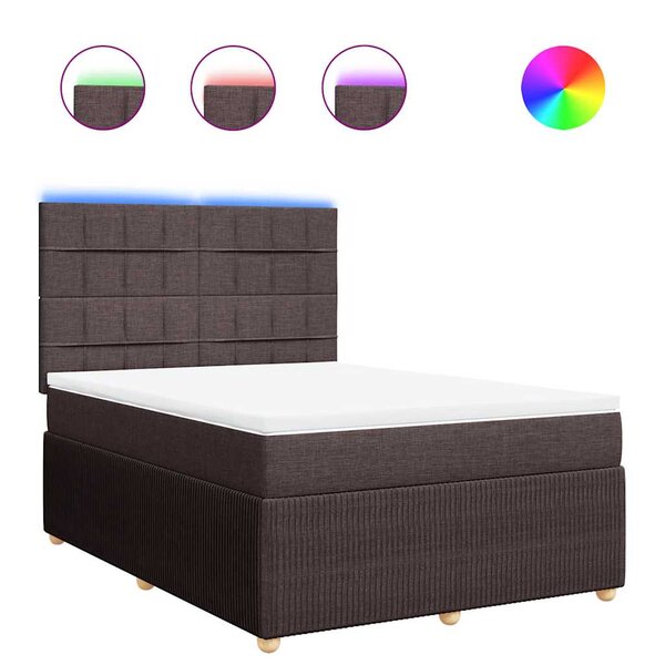 vidaXL Sommier à lattes de lit avec matelas Marron foncé 140x190 cm