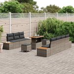 vidaXL Ensemble de canapé de jardin 10 Pièces Gris Poly rotin
