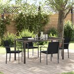 Ensemble de salle à manger de jardin 5 pièces avec des coussins en poly rotin noir