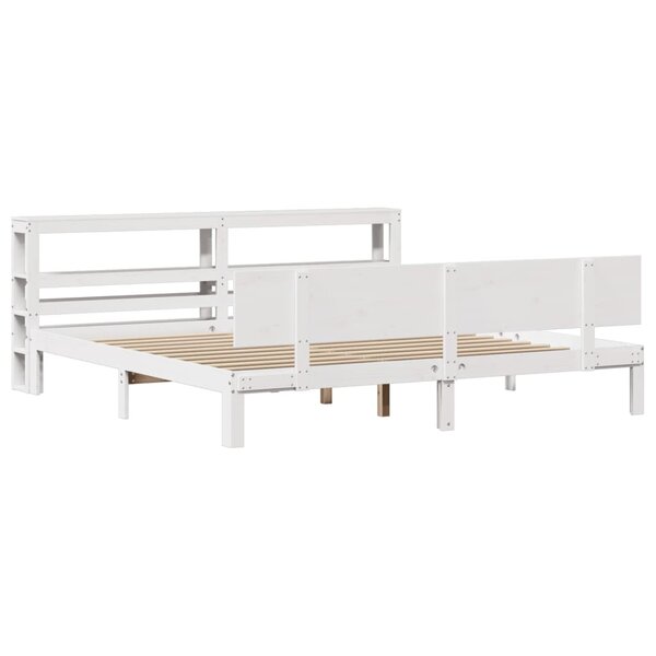 vidaXL Cadre de lit et tête de lit blanc 180x200 cm bois de pin massif