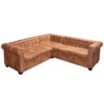 vidaXL Canapé d'angle Chesterfield 5 plcs Cuir artificiel Marron