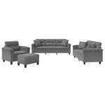 vidaXL Ensemble de canapés 4 Pièces coussins Gris foncé Tissu microfibre