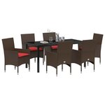 vidaXL Ensemble table et chaises avec coussin 7 Pièces Marron Rotin PE