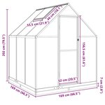 vidaXL Serre avec cadre de base argenté 169x169x202 cm aluminium