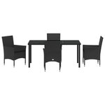 vidaXL Ensemble de salle à manger pour jardin 5 Pièces Noir Poly rotin