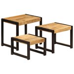 vidaXL Tables gigognes 3 Pièces Bois solide de manguier