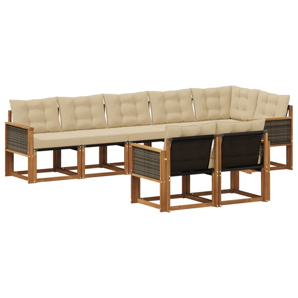 vidaXL Ensemble de canapés d'extérieur 8 pc Naturel et Beige