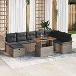 vidaXL Ensemble de canapé de jardin 9 Pièces Gris polyrotin