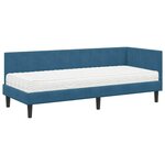 vidaXL Cadre de lit d'angle avec matelas Bleu 80 x 200 cm Velours