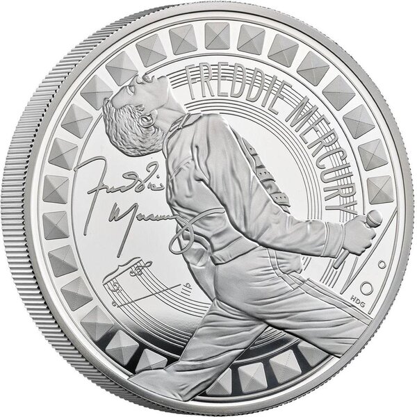 Pièce de monnaie en Argent 10 Pounds g 155.5 (5 oz) Millésime 2025 Legends of Music FREDDIE MERCURY