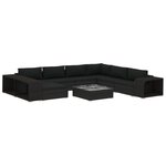 Salon de jardin meuble d'extérieur ensemble de mobilier 10 pièces avec coussins résine tressée noir 02_0015171