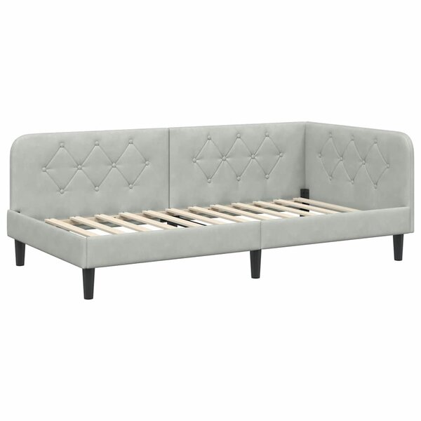 vidaXL Cadre de lit d'angle Gris clair 90 x 190 cm Velours