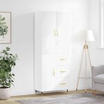 vidaXL Buffet haut Blanc 69 5x34x180 cm Bois d'ingénierie