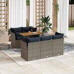 vidaXL Salon de jardin 6 Pièces avec coussins gris résine tressée