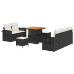 Ensemble de Canapé de Jardin vidaXL 8 Pièces avec Coussins Noir Rattan Poly Acacia