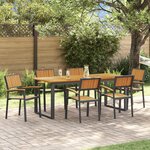 vidaXL Ensemble de salle à manger de jardin de 7 pièces en acier noir et bois d'acacia
